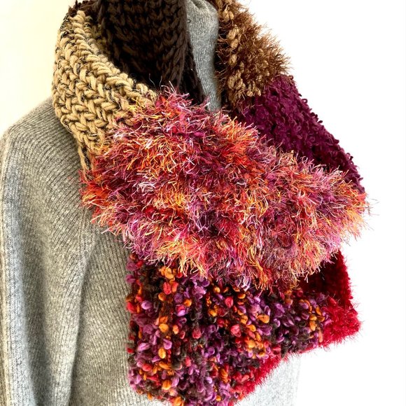 Sonoma Extra Long Chunky Knit Infinity Scarf Soft Multi Textured & Color Yarns - Picture 3 of 8